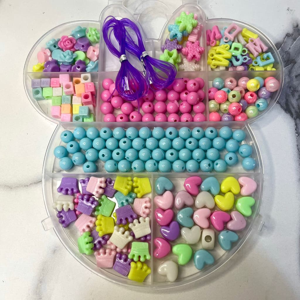 Kit Miçangas Infantil Colorida Maleta Estojo Miçangas Bijuteria, Pulseiras e Colares Coloridos