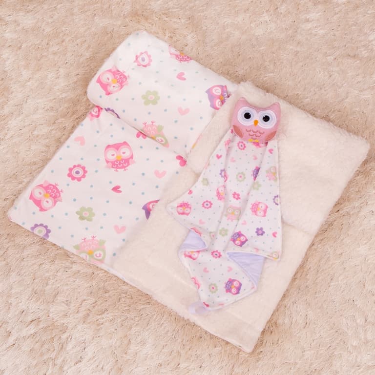 Kit para Presente Cha de Bebe Maternidade Bebê com Caixa 2 peças Coberdrom + Naninha