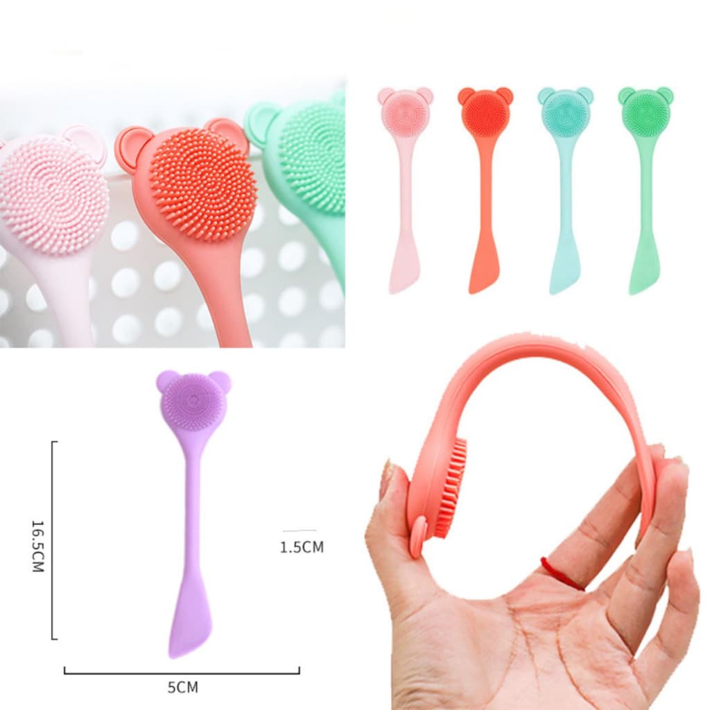 Espátula Massageador Ursinho 2 em 1 Facial e Aplicação de Máscaras