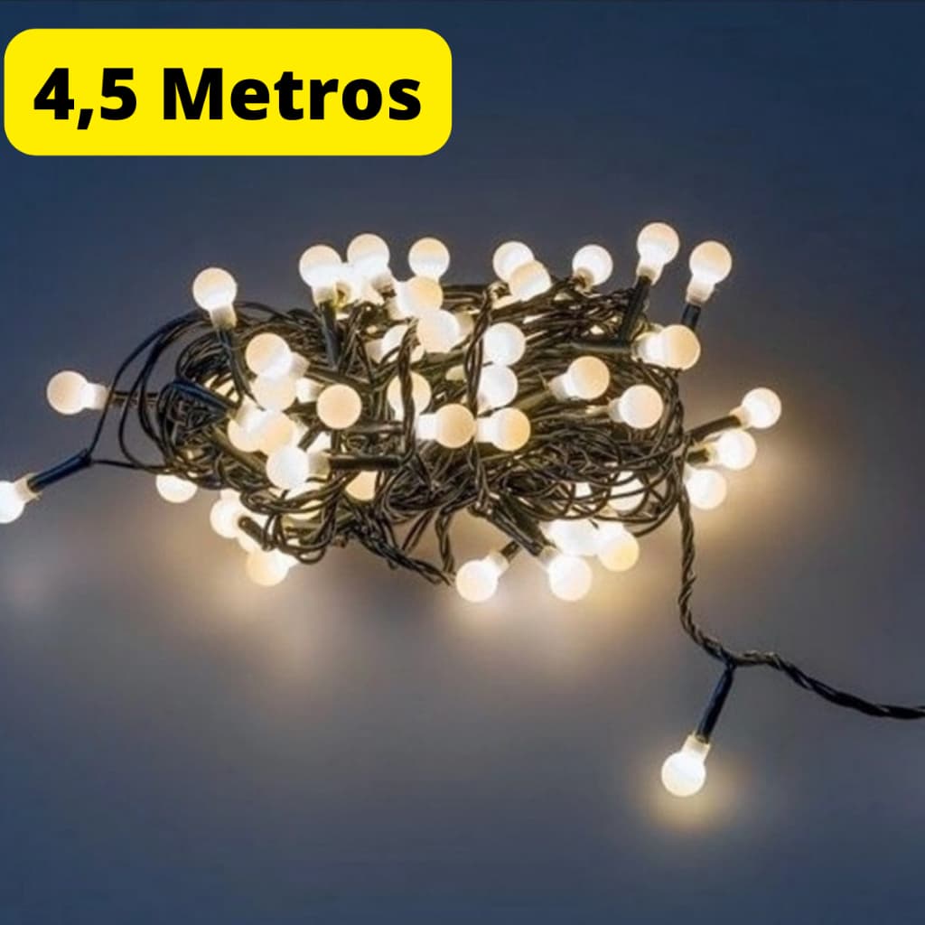 Luminária Varal Cordão Led Neon Amaralo 4,5m Decoração de Natal