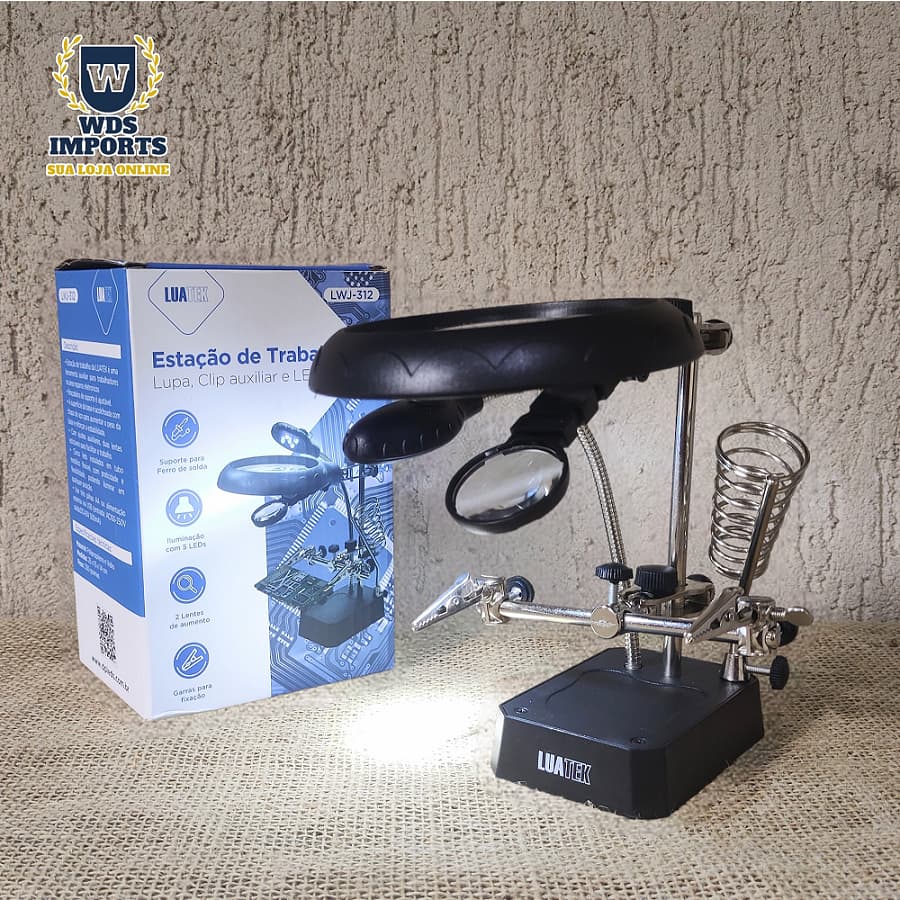 Lupa De Mesa E Bancada Led Luminária Com Clip Eletrônicos