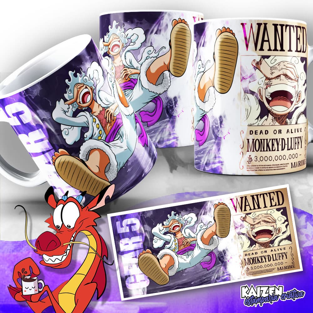 Caneca Luffy Gear 5 - One Piece - Anime - Cerâmica