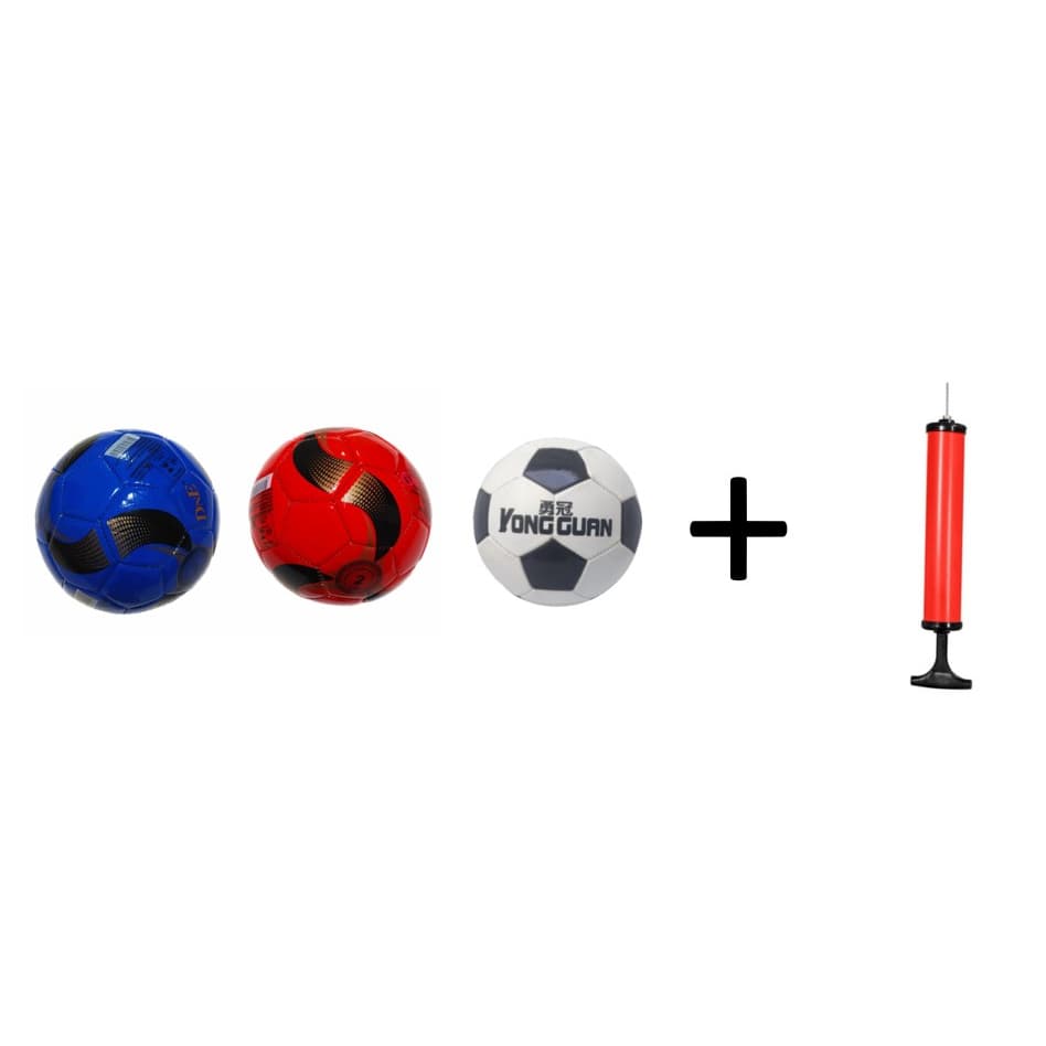 KIT - 3 Bolas De Futebol  Tam 2 + bomba  Oficial Couro Sintético Cor Sortida produto testado