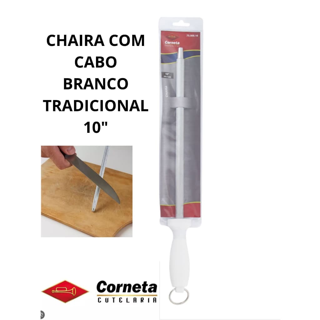 Amolador Chaira Estriada Afiar Facas Profissional Corneta