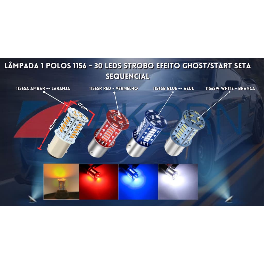 Lâmpada 1 Polo 1156 Leds Strobo Efeito Ghost/start/apresentação Seta Sequencial Lampadas De Trás - FREIO - RÉ - SETA