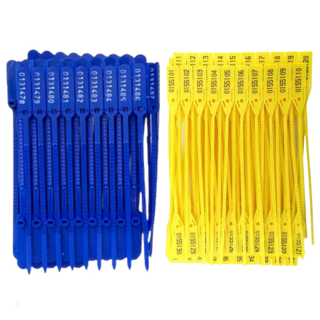 Lacres Com Numeração Malote Azul 23cm Pacote C/100 Unidades