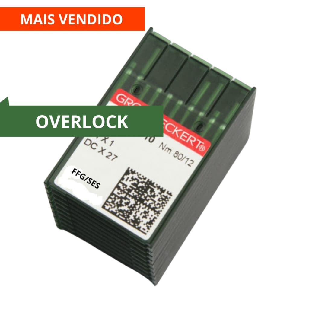 Agulhas Douradas B27 Gebedur para Overloque Industrial Groz-Beckert - Pacote com 10 Unidades