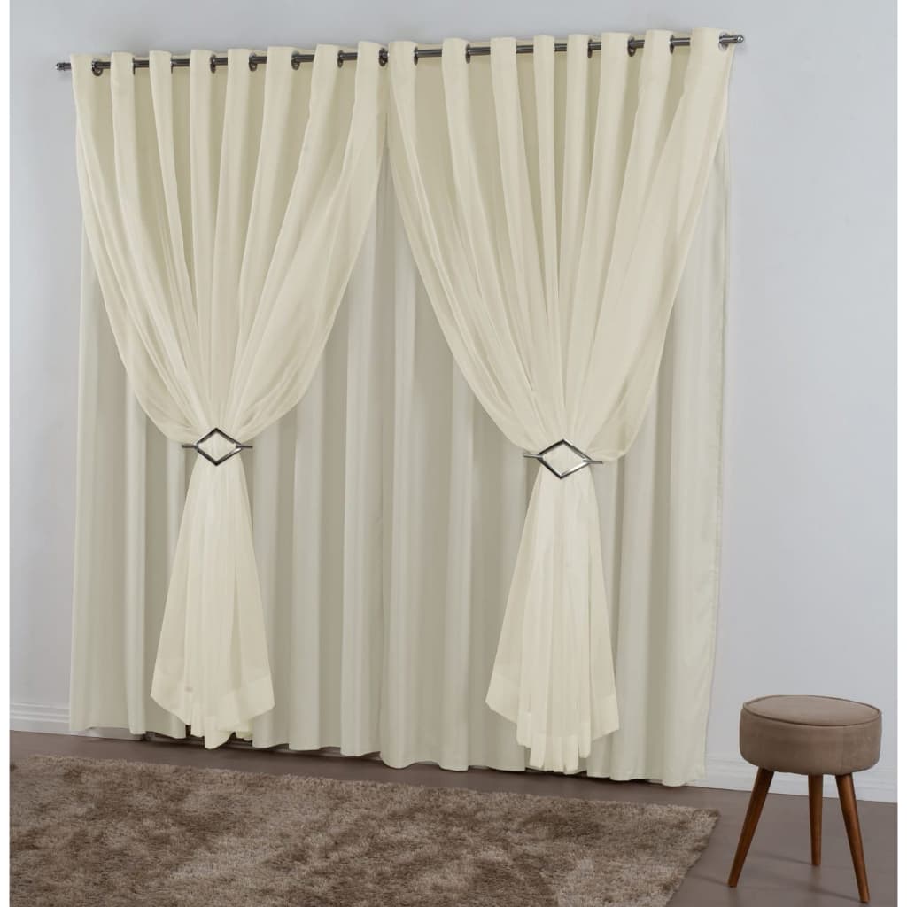 Cortina Microfibra Com Voil Sob Medida 5.00x3.10 Para Varão Sala Quarto