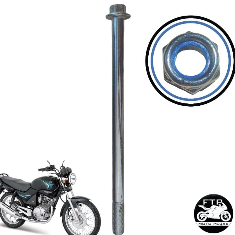 EIXO RODA DIANTEIRO COM PORCA YBR 125 2000 Á 2008  FACTOR 125-125 I 2009 Á 2021