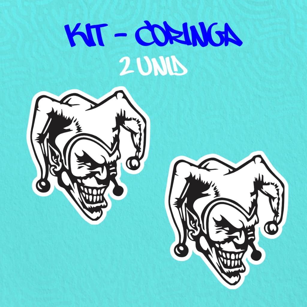 Kit - Adesivo Vinil - CORINGA -10 cm moto, bicicleta, skate, notebook, espelho, sticker