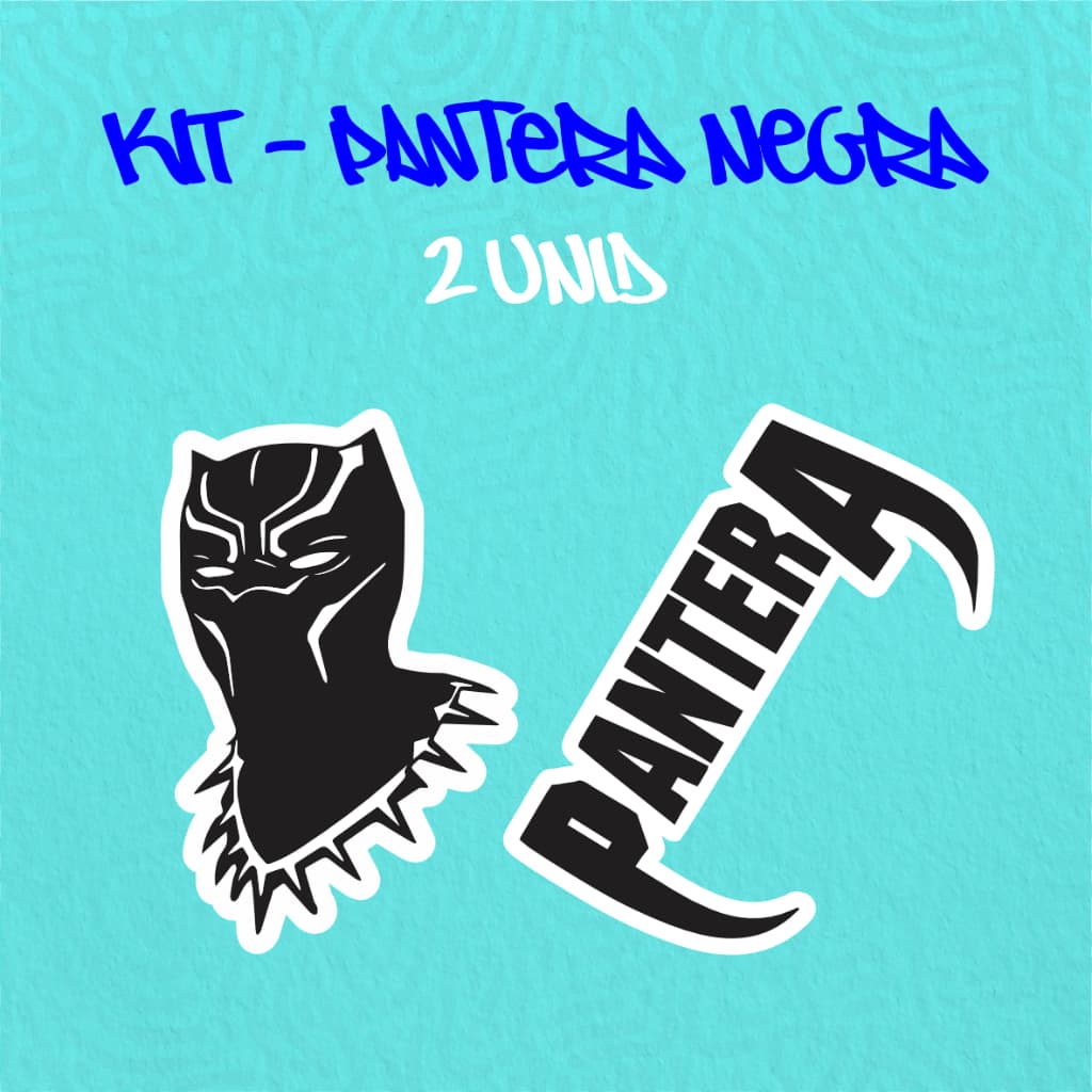 Kit - Adesivo Vinil - PANTERA NEGRA - WAKANDA 2 -10 cm moto, bicicleta, skate, notebook, espelho, sticker