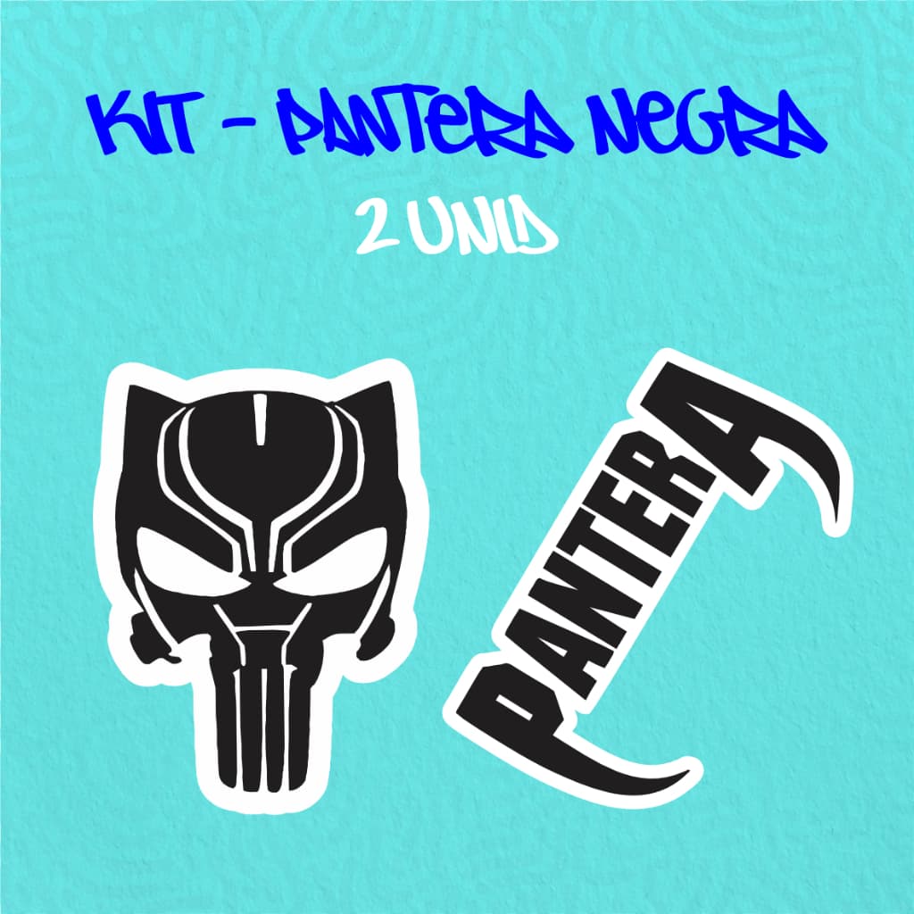Kit - Adesivo Vinil - PANTERA NEGRA - WAKANDA 3 -10 cm moto, bicicleta, skate, notebook, espelho, sticker