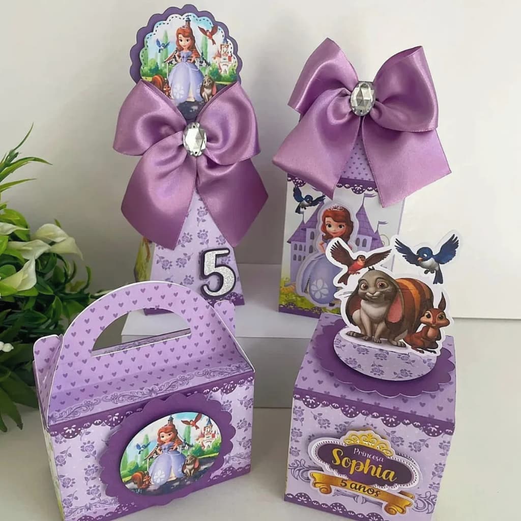 Lembrancinhas Personalizada Princesa Sofia/Caixa Piramide/ Milk / Festa Infantil