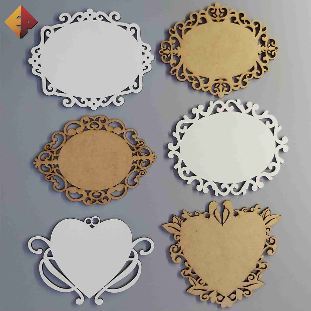 Molduras em MDF Cru e Branco 3mm Diversos Modelos - Quadros Decorativos, Decoração, Moldura, Enfeite, Quadro