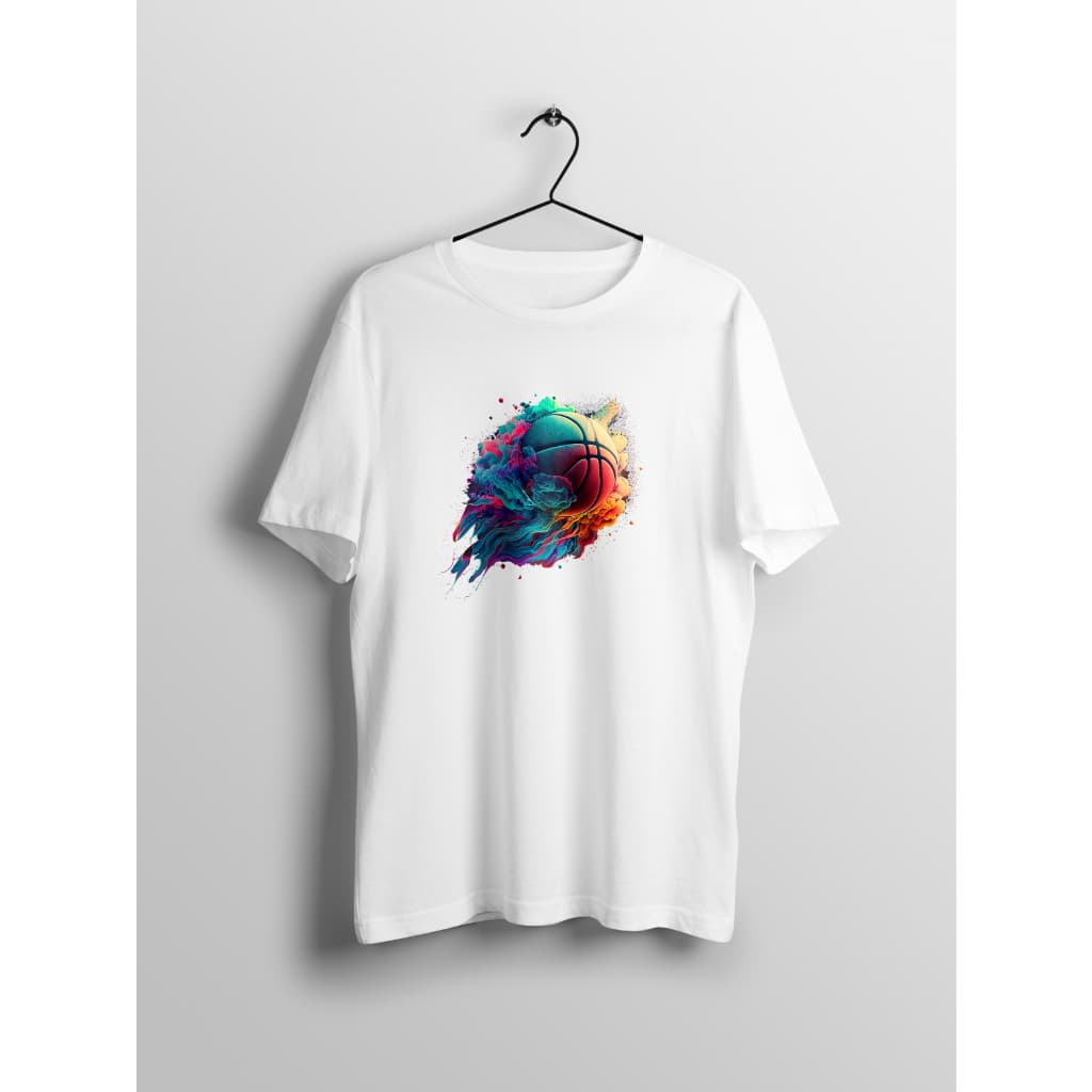 Camiseta Masculina Bola De Basquete Colorida
