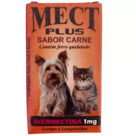 Mect Plus 1mg Remedio pra Pulgas de Cachorro e Gato Remedio de Carrapatos Sarnas Vermes Cães e Gatos