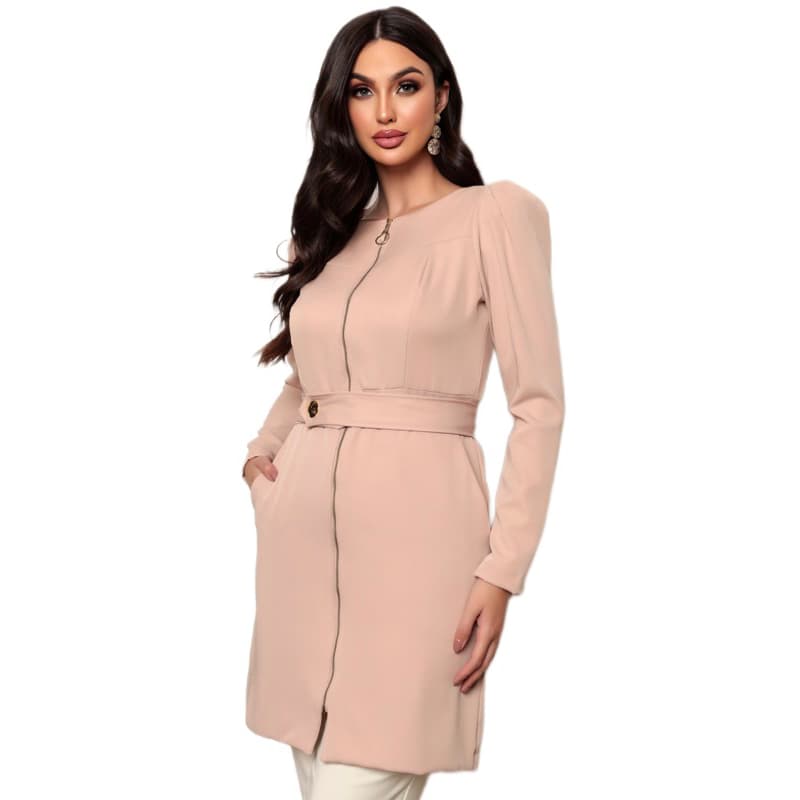 Jaleco Feminino Two Way C/ Zíper Manga Bufante Forro Cetim Nude Charm Gardenia Jalecos