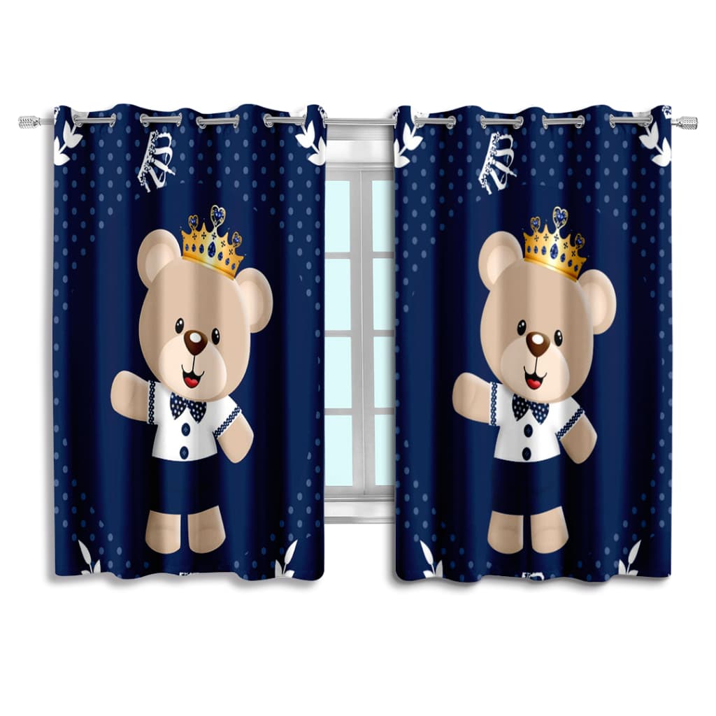 Cortina Quarto Infantil Menino Bebe 2,60 x 150 cm Urso Azul