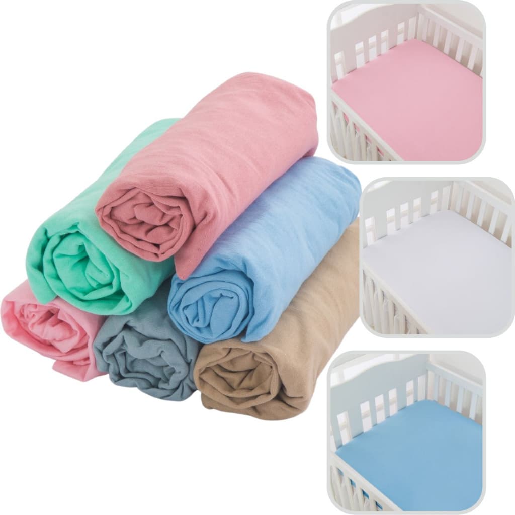 Lençol Malha Com Elástico Para Mini Berço - Várias Cores Lisas
