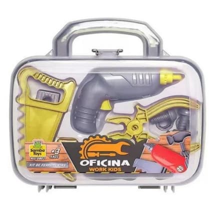 Maleta De Kit Ferramentas Samba Toys Oficina Maleta Faz de Conta Brinquedo Infantil Menino Presente Lembrança