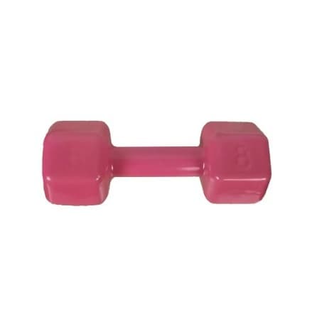 Halter Sextavado Emborrachado de Peso Academia Funcional 8Kg Rosa