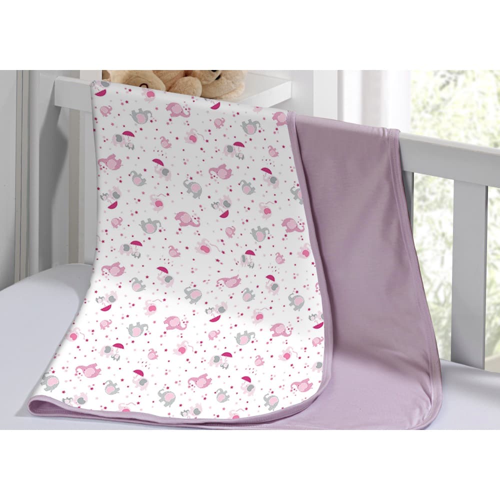 Kit 2 Coberta Manta Malha Duplo Passeio Bebê 90x90cm 100% Algodão Estampada Com Viés Mantinha Antialergico