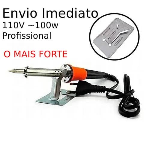 Ferro de Solda Profissional 110V 100W com Suporte: Soldagem Precisa e Eficiente INMETRO