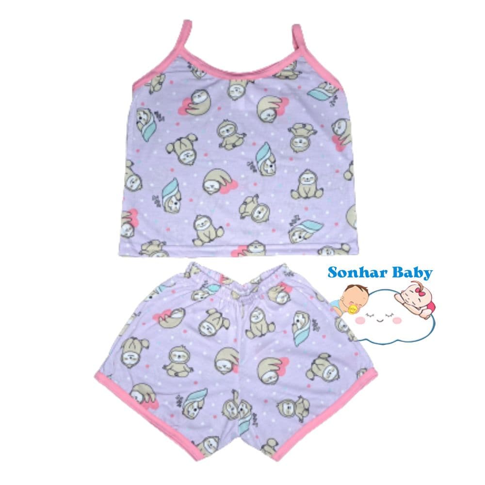 Baby Doll Infantil Menina de Alcinha Conjunto Blusa e short  1 a 8 anos