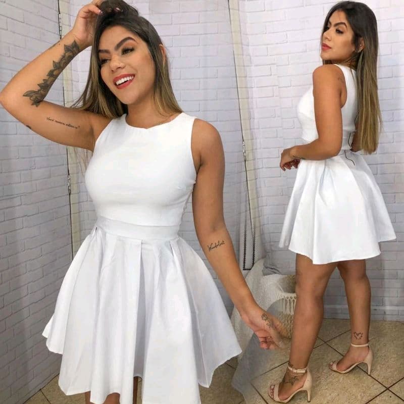 Vestido Branco Princesa Feminino Boneca Rodado de Alça Casamento Batizado