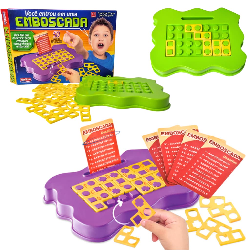Jogo Didático Emboscada Com 50 Desafios Crianças Raciocínio Lógico Coordenação Motora Aprendizado Pedagógico Escolar