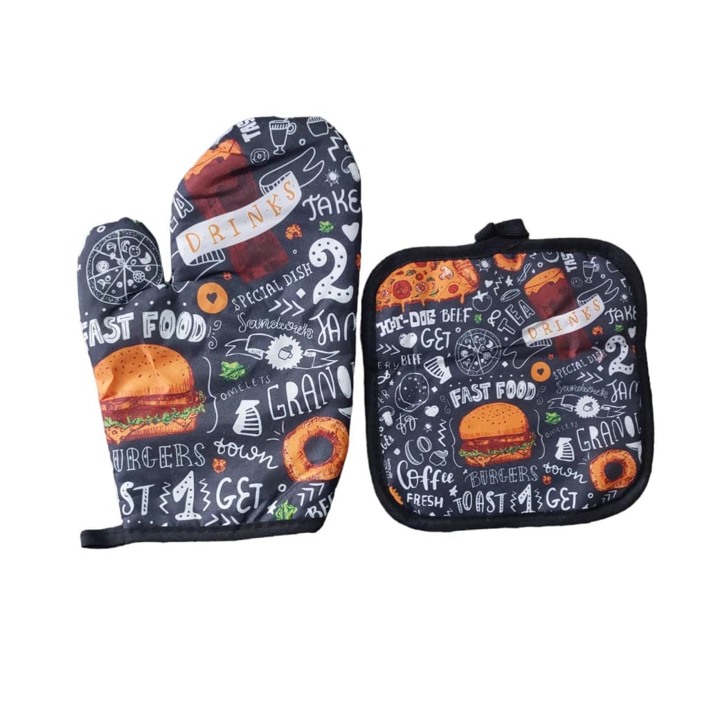 kit com 2 peças luva térmica para forno e descanso de panela