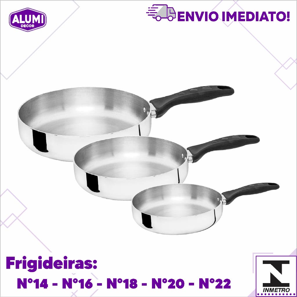 Frigideira com Cabo Braquilite 14° 16° 18° 20° 22° 24° Alumínio