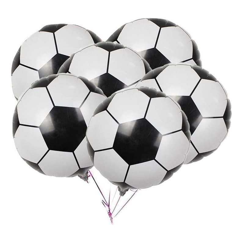 Kit 10 Balão Bola De Futebol Metalizado 45cm Foil Redondo 2d