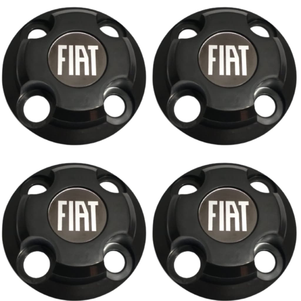 JOGO CALOTINHA  FIAT  ADESIVO  PRETO  AROS 13  14 e 15   STRADA, DOBLO, FIORINO, PUNTO, PALIO, SIENA, UNO, ARGO, MOBI