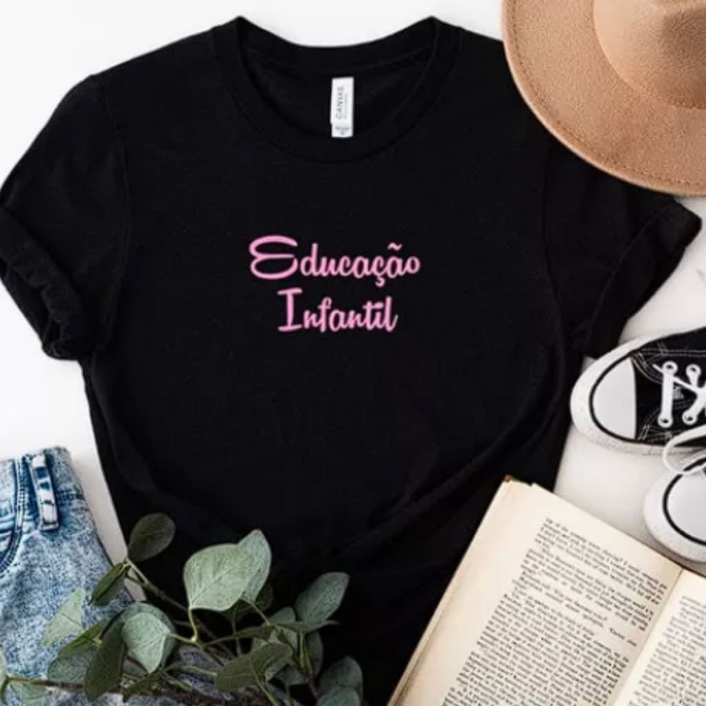 Camiseta feminina T Shirt camisa Educação Infantil Blusa 100% Algodão blusinha