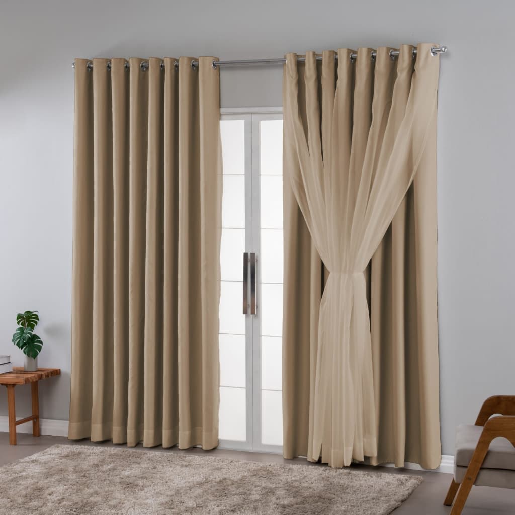 Cortina Blackout Com Voil Em Tecido 6.00x2.50 Sala Quarto Para Varão