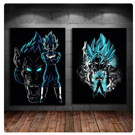 Quadro Decorativo Dragon para Crianças, Goku, Wall Art, Modern Living Room, Decoração  Estampas Modulares, Ação