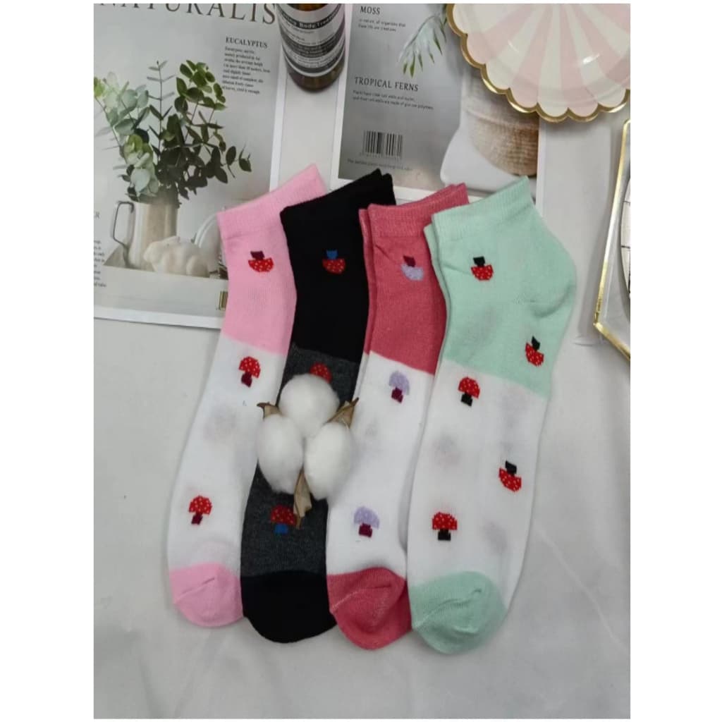 Kit 12 Pares Meias Feminina Coloridas Casual - Cano Curto