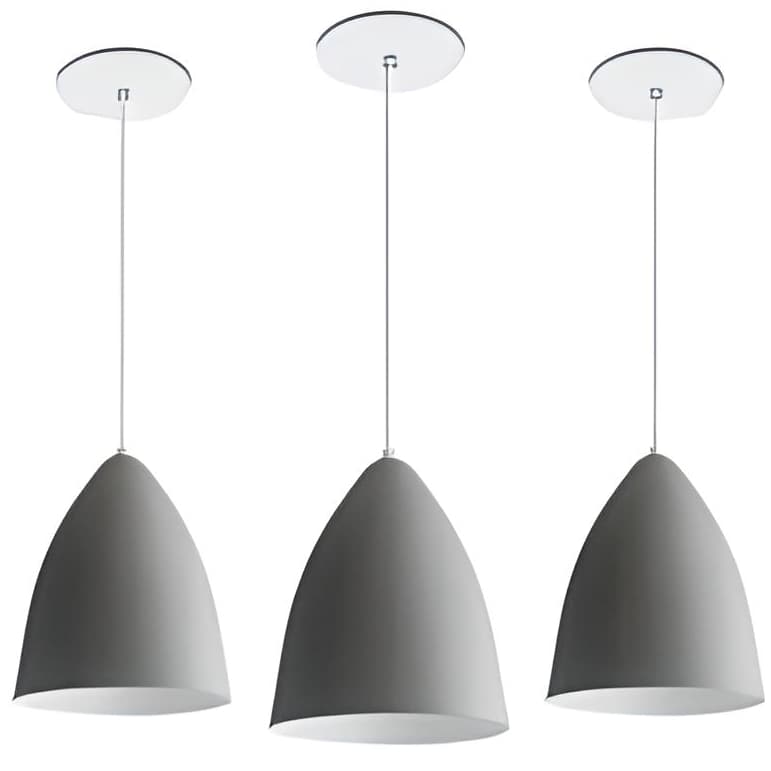 Kit 3 Lustre Gourmet Vegas Pendente ( Cinza - Branco ) Luminárias Envio imediato