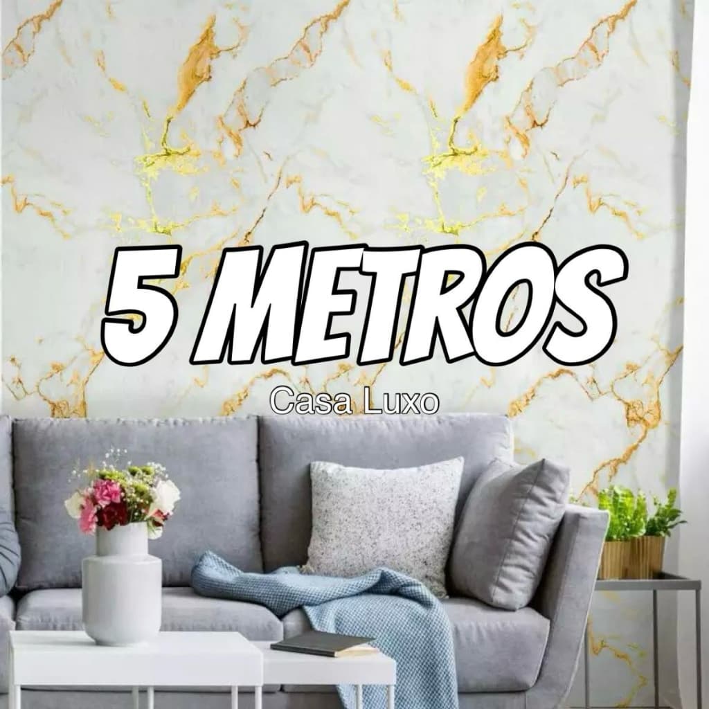 Papel de Parede 5 METROS X 45CM Marmore Dourado Auto Adesivo