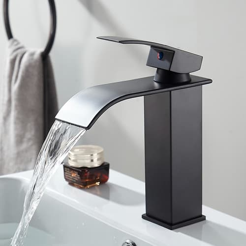 Torneira De Luxo Quente e frio Banheiro Lavabo cuba Cascata Monocomando Preta Fosca Com mangueira Bica Baixa Preto Fosco