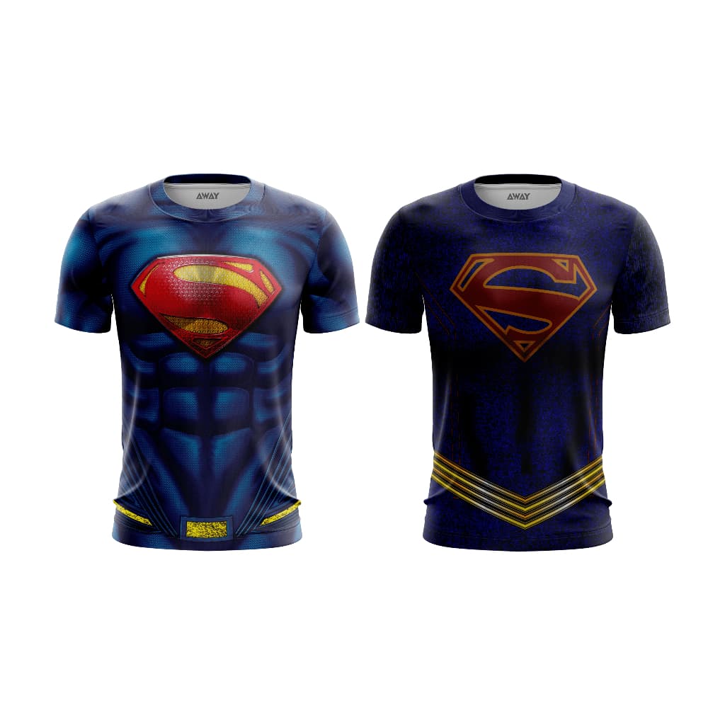 Kit 2 Camisa Camiseta Dryfit Premium  Super Heróis e Superman Supergirl Adulto Infantil