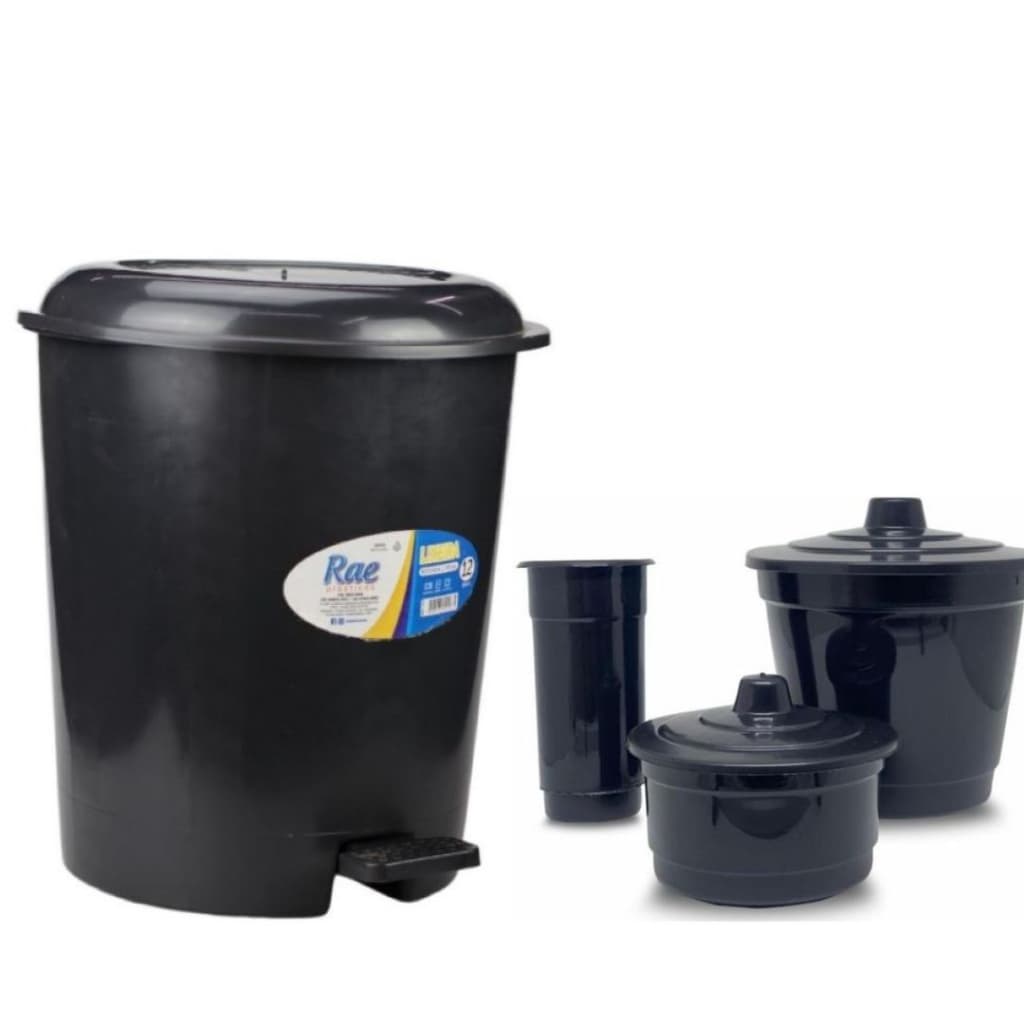 Kit Jogo Conjunto Presente Lixeira de Chão e de Pia Porta Detergente e Sabão