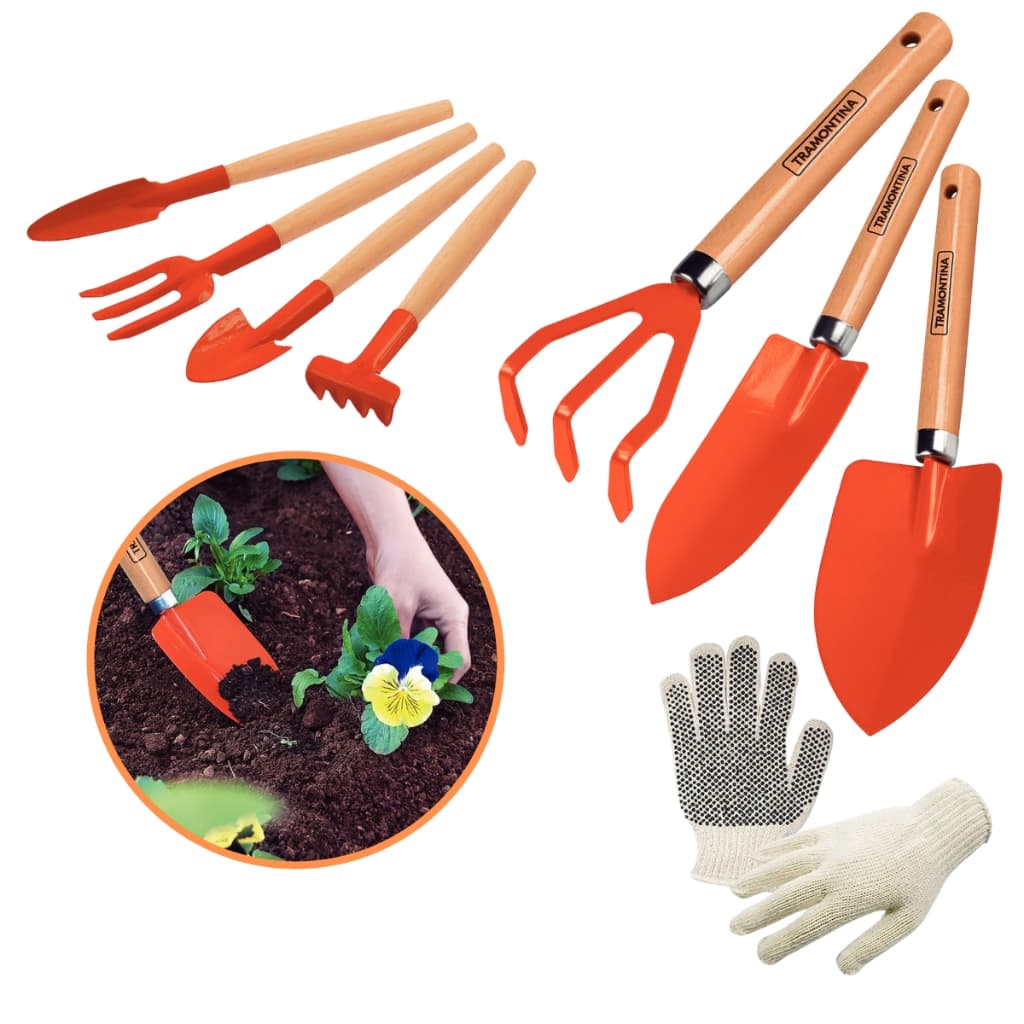 Conjunto 7 Peças de Jardinagem Tramontina para o Cuidado da Plantação + Luva