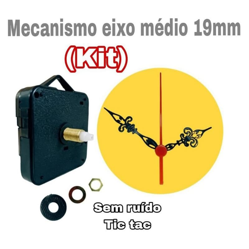 Peças Para Montar Relógio De Parede Engrenagem Eixo Médio 19mm Ponteiros Colonial