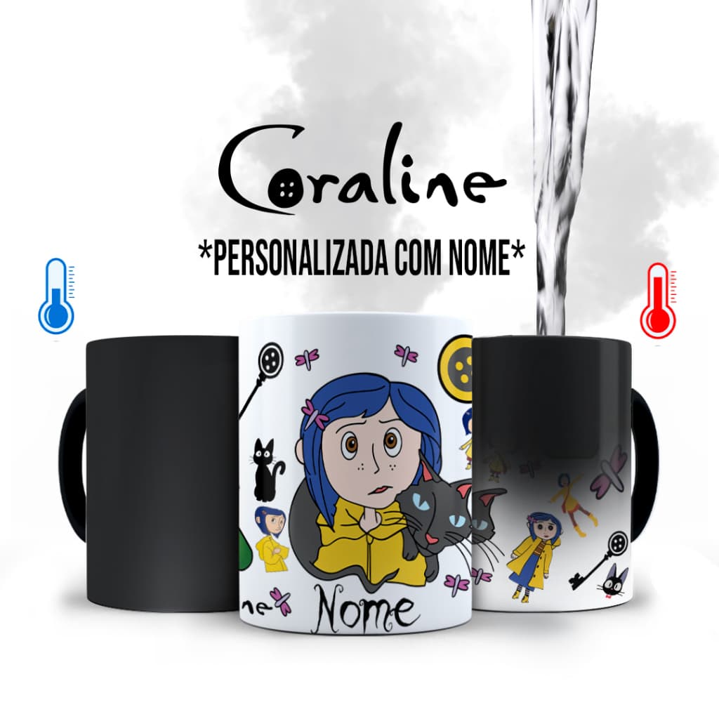 Caneca Mágica Coraline com Nome Personalizado