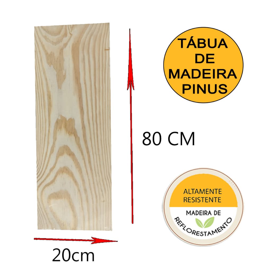 Tábua Madeira Prateleira Pinus 80X20CM Decoração Mesa Estante Rack  Artesanato
