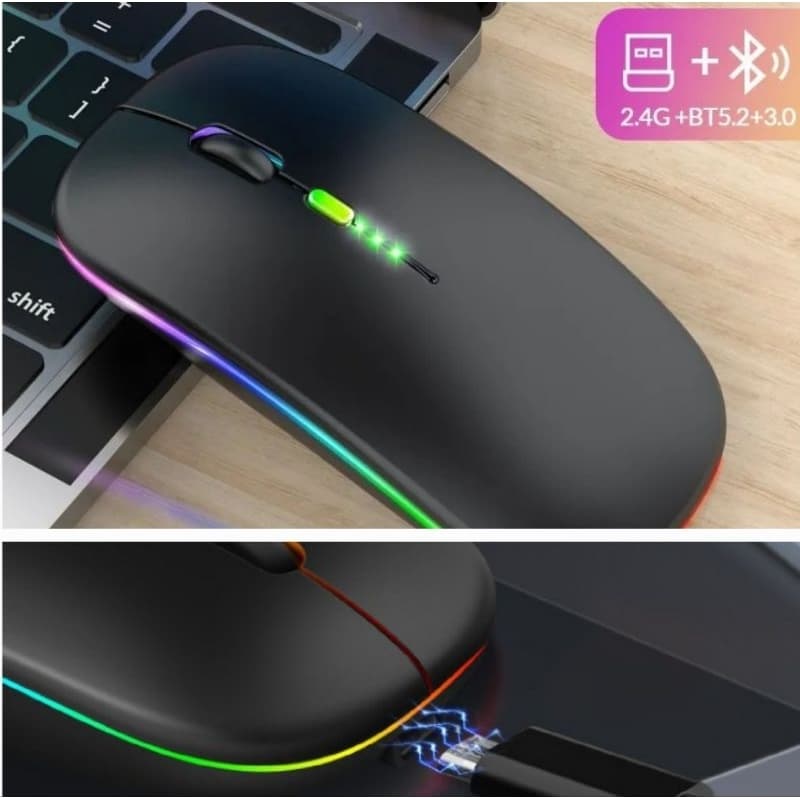 Mouse sem fio, Recarregável, Preto, Branco, Cinza, Rosa, para tablet é computador (Novo)