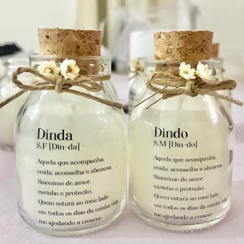 3 Velas * 2 Velas Aromáticas Dinda + 1 Vela Aromática Dindo - Lembrancinhas para Padrinhos / Madrinha / Batismo