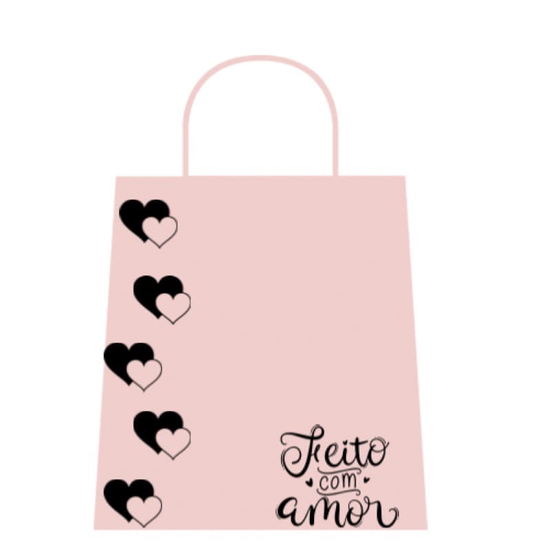 Carimbo Feito Com Amor E Corações Decoração Embalagens Sacolas Personalizadas